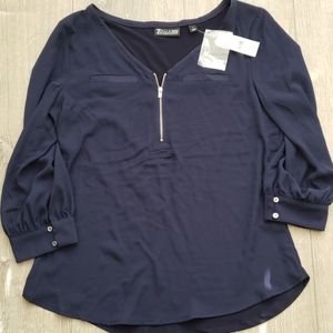 NWT Flattering Navy 7th Ave Top